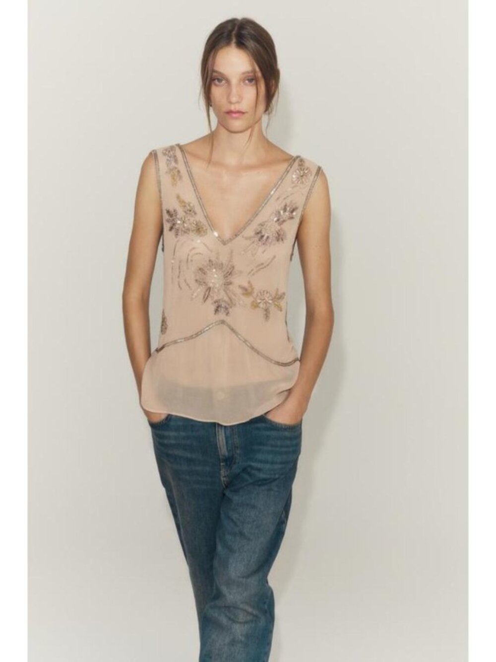 ZARA ZW COLLECTION EMBROIDERED TOP 7521/800/942